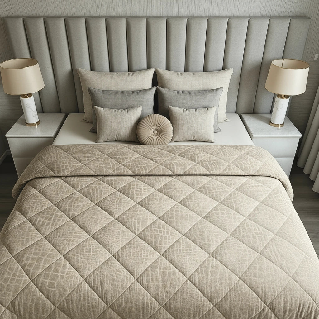 Duvet Without Cover - Snake Skin Velvet Duvet in Dessert Taupe
