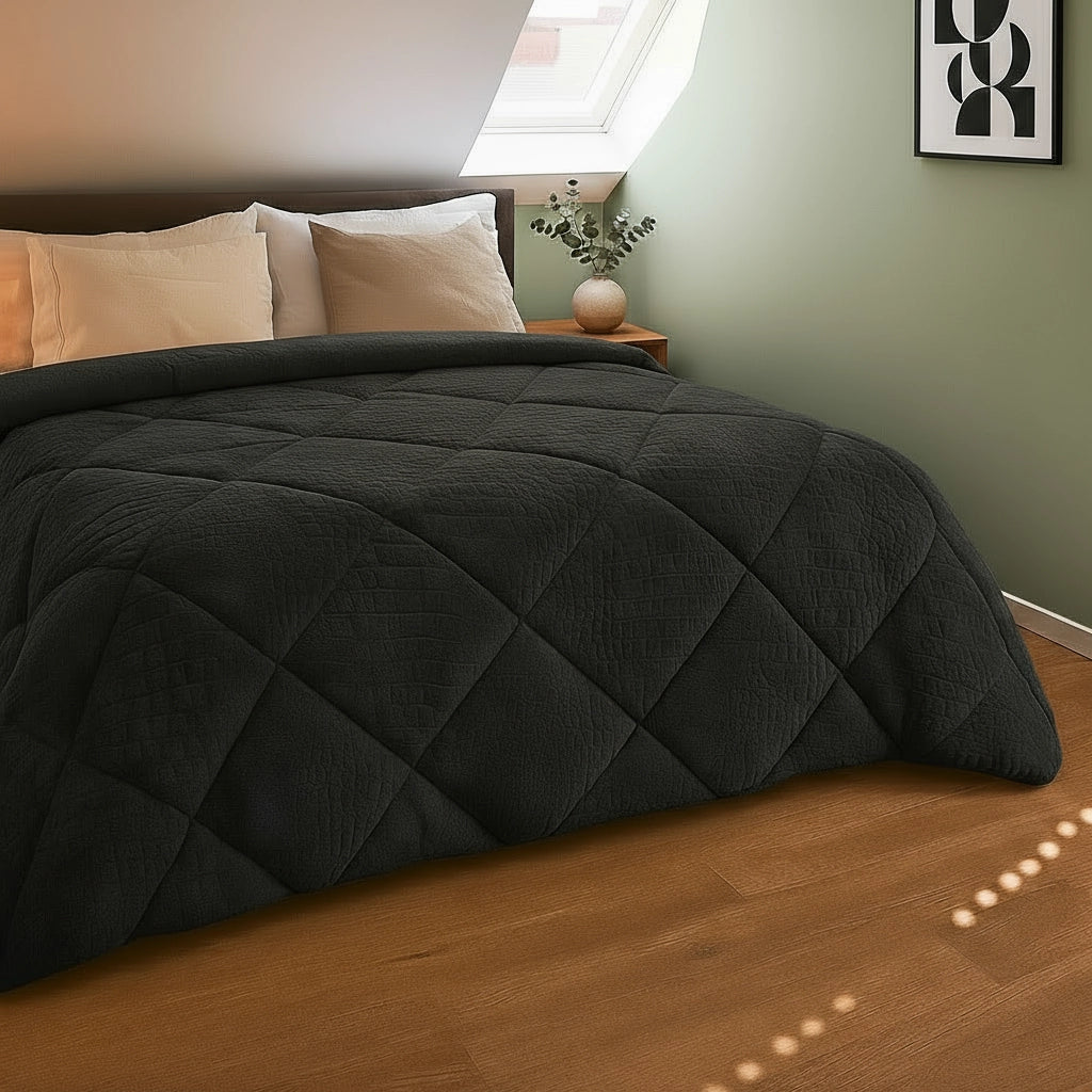 Duvet Without Cover - Snake Skin Velvet Duvet in Jet Black