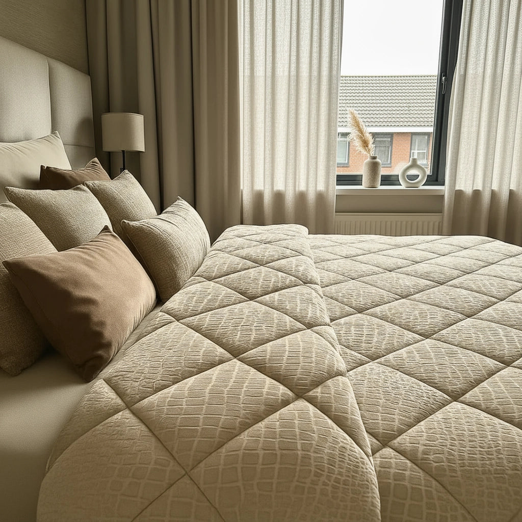 Duvet Without Cover - Snake Skin Velvet Duvet in Dessert Taupe